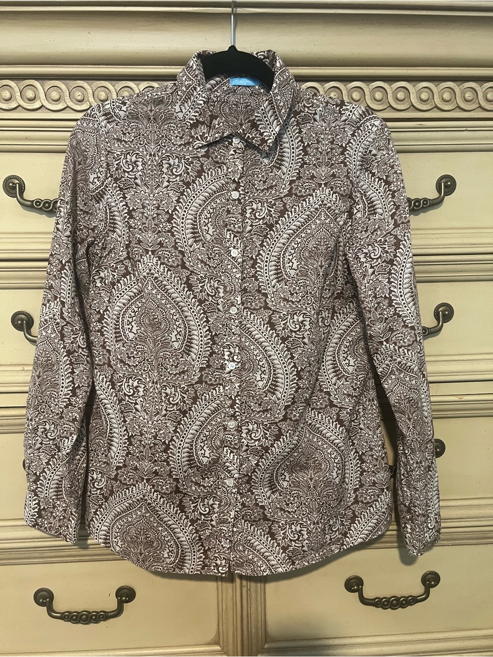 J McLaughlin Brown Cream Paisley Lois Button Down Shirt Small